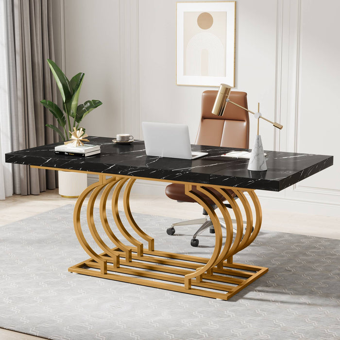 Tribesigns Executive Desk, 63" Modern Computer Office Desk with Faux Marble Top Tribesigns