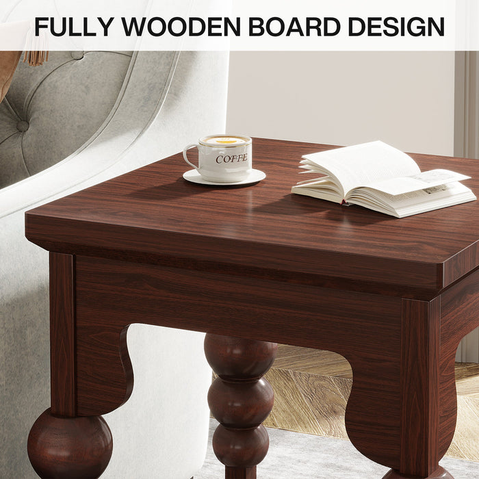 All-Wood End Table, Mid-Century Modern Side Table with 2-Tier Shelves Tribesigns