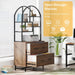 Arched Bookshelf, Industrial Bookcase with File Drawers & Shelves Tribesigns