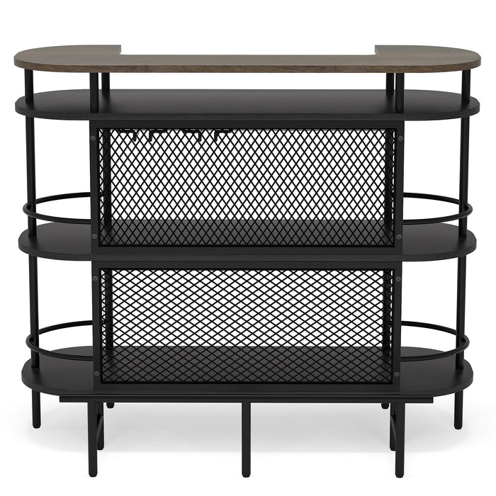 Bar Unit for Liquor, 4-Tier Bar Cabinet with Storage Shelves and Footrest Tribesigns