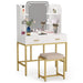 Makeup Vanity, Large Dressing Table Desk with Cushioned Stool Tribesigns