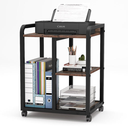 Printer Stand, Mobile 3-Tier Wood Under Desk Printer Cart Tribesigns