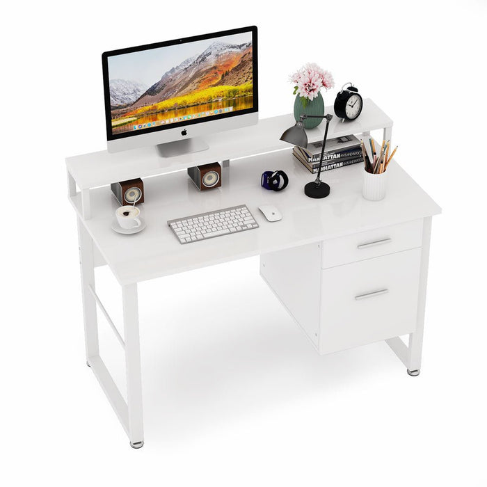 Tribesigns 47'' Computer Desk with Monitor Stand & Drawers