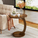 C-Shaped End Table, Round Solid Wood Side Table for Living Room Tribesigns