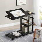 C Table, Height Adjustable Snack Tray Table with Wheels Tribesigns