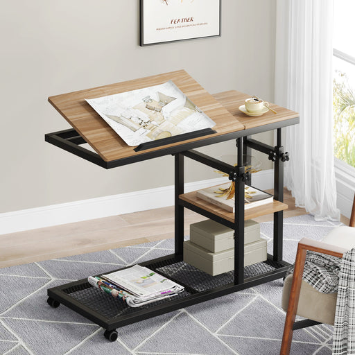 C Table, Height Adjustable Snack Tray Table with Wheels Tribesigns
