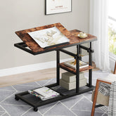 C Table, Height Adjustable Snack Tray Table with Wheels Tribesigns 3