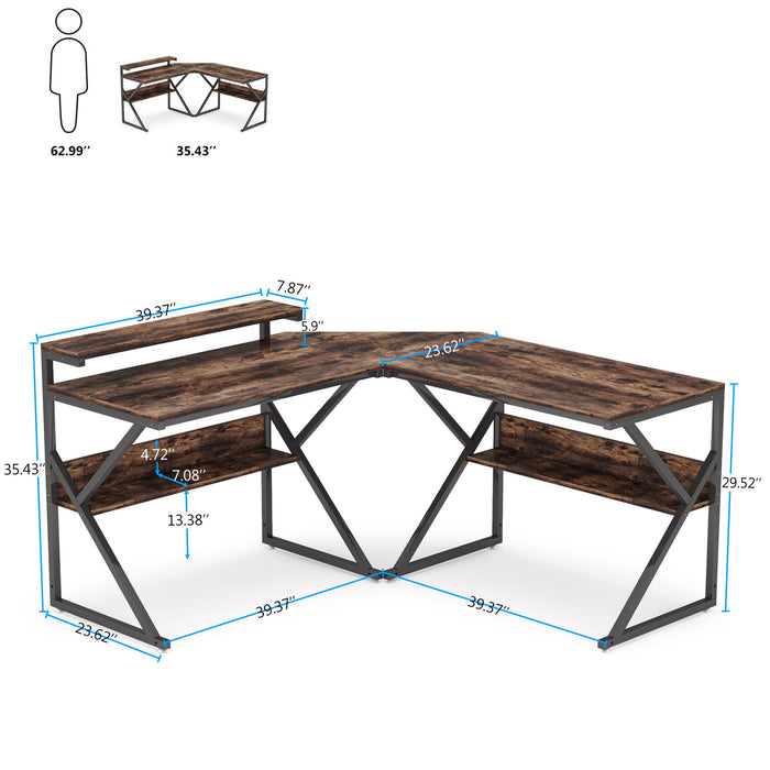 Tribesigns L-Shaped Desk, 63 inch Corner Computer Desk with Shelves Tribesigns