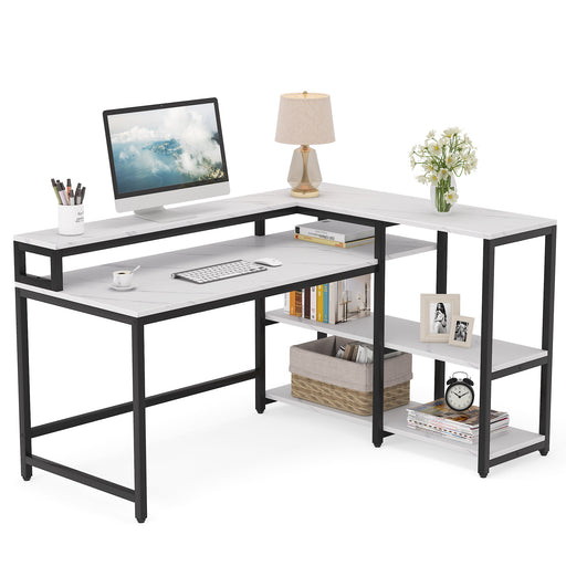 Tribesigns Reversible L Shaped Computer Corner Desk with Shelves Tribesigns