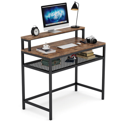 Tribesigns Computer Desk, Industrial Writing Desk with Monitor Stand Tribesigns