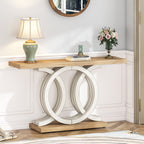 Farmhouse Console Table, 55" Hallway Sofa Table With Geometric Base Tribesigns