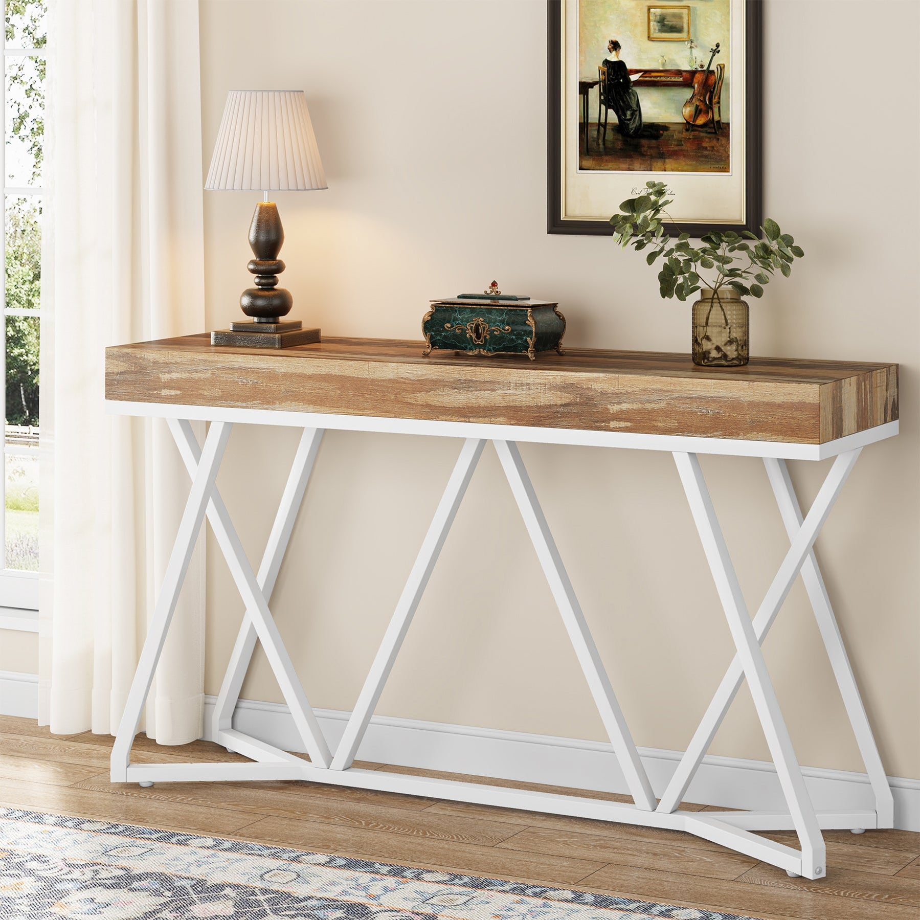 Tribesigns Console Table, 55" Farmhouse Sofa Table Wood Entryway Table