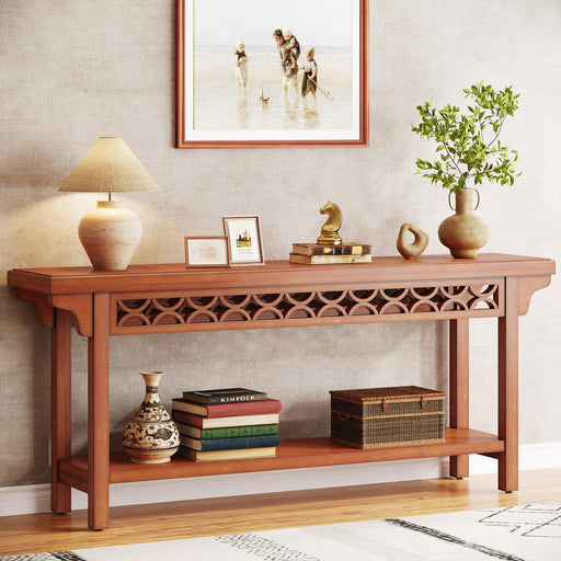 Farmhouse Console Table, 70.8" Narrow Wood Sofa Table with Storage Tribesigns