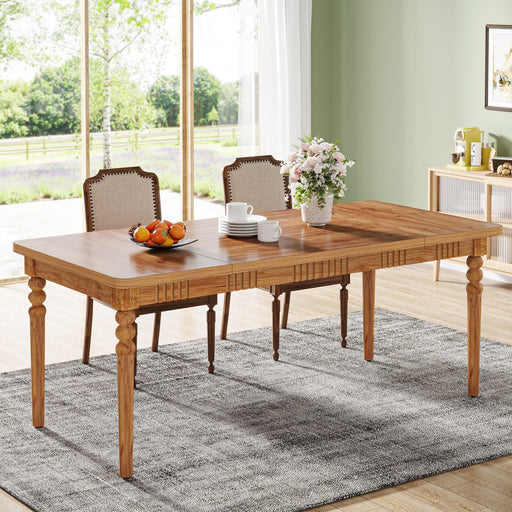 Farmhouse Dining Table for 4-6 People, Kitchen Table with Solid Wood Turned Legs Tribesigns