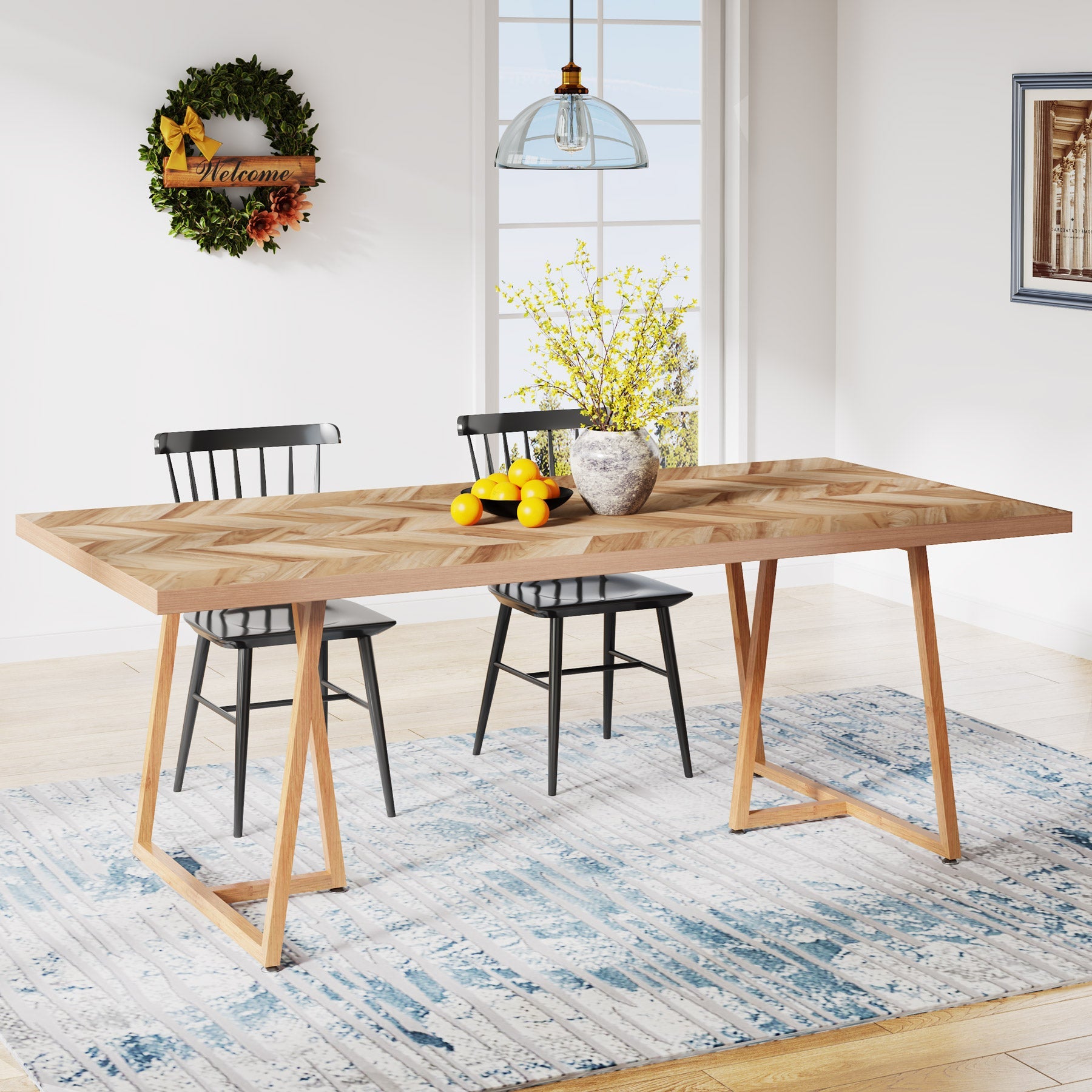 Farmhouse Dining Cheap Kitchen Table Sets Rectangular Dining
