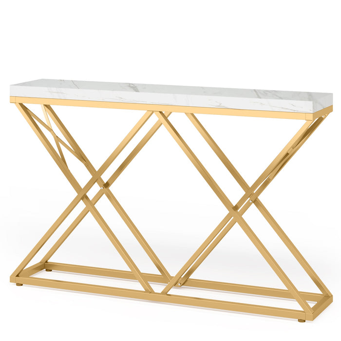 Faux Marble Console Table, 55" Modern Entryway Sofa Table with Gold Metal Legs Tribesigns