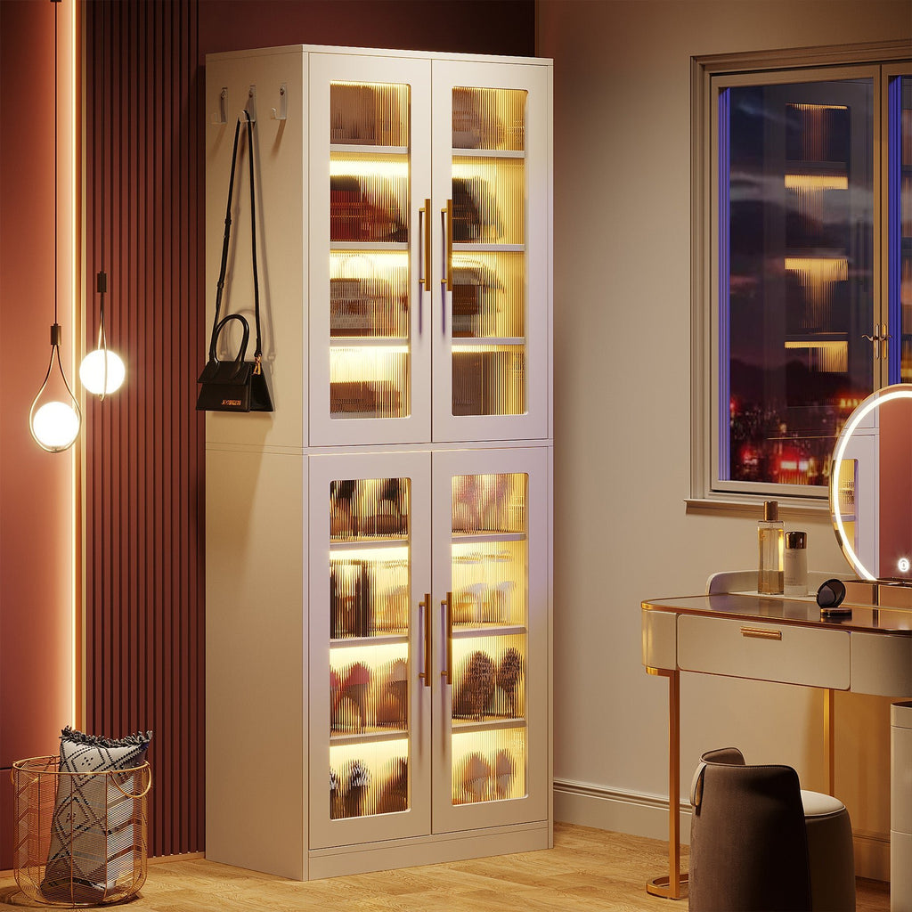 Tribesigns Freestanding Shoe Cabinet with Acrylic Doors and LED Lights