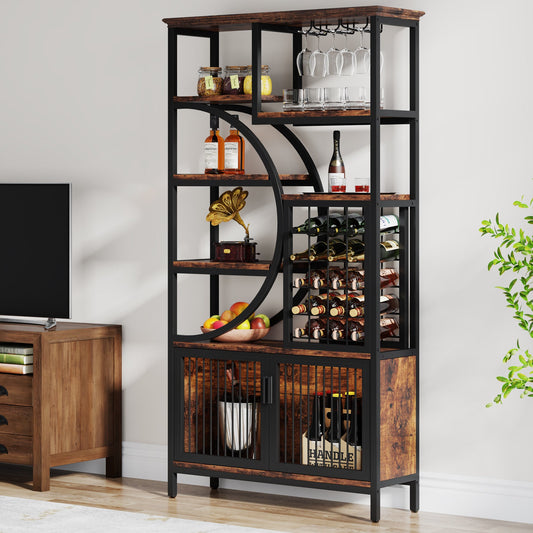 Freestanding Wine Rack with Storage Cabinet & Open Shelves Tribesigns