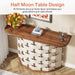 Half-Moon Console Table, 47-Inch Sofa Table with Woven Leather Base Tribesigns