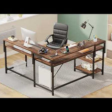 Tribesigns 59'' L-Shaped Computer Desk with Power Outlet & Shelves