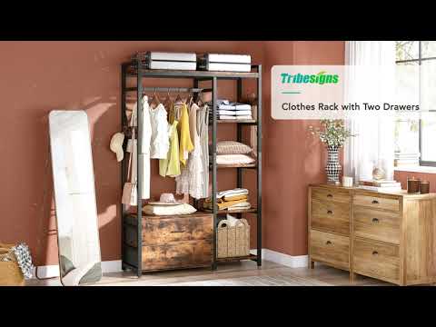 Tribesigns 3.93-ft to 3.93-ft W x 5.9-ft H Brown Ventilated Shelving Wood Closet System | HOGA-F1535