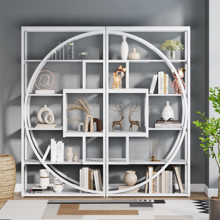 Industrial Bookshelf Bookcase with 8 Open Storage Shelf Tribesigns