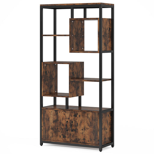 Industrial Bookshelf, Vintage Etagere Bookcase with Storage Cabinet Tribesigns