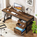 Industrial Computer Desk, 59" Study Desk with Reversible Drawer Cabinet Tribesigns
