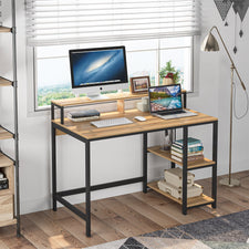 Tribesigns Computer Desk, Industrial Writing Desk with Shelves for Study