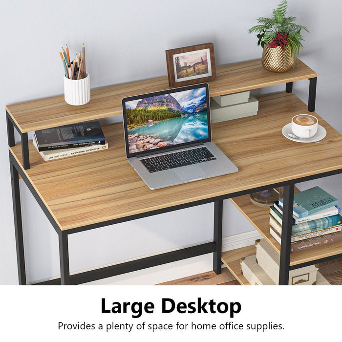 Industrial Computer Desk, Writing Desk with Shelves for Study Tribesigns