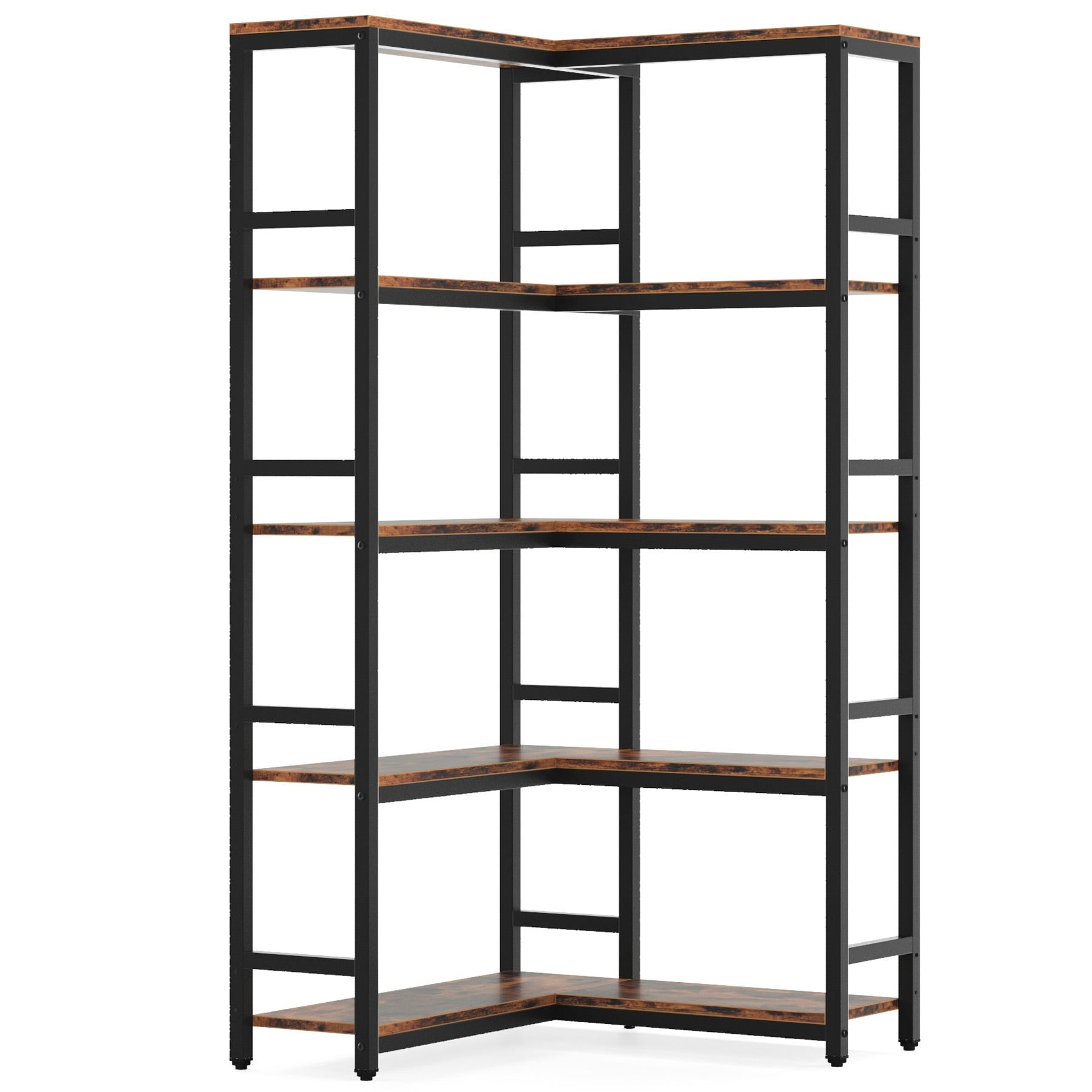 Tribesigns Corner Bookshelf, Industrial Bookcase Etagere Display Rack