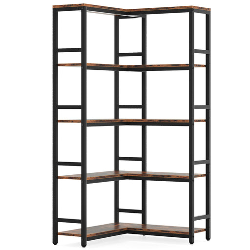 Industrial Corner Bookshelf, 5-Tier/7-Tier Bookcase Etagere Display Rack Tribesigns