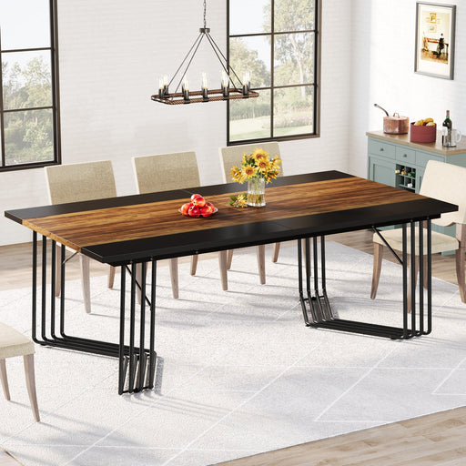 Industrial Dining Table, 79" Large Kitchen Table for 6-8 People Tribesigns