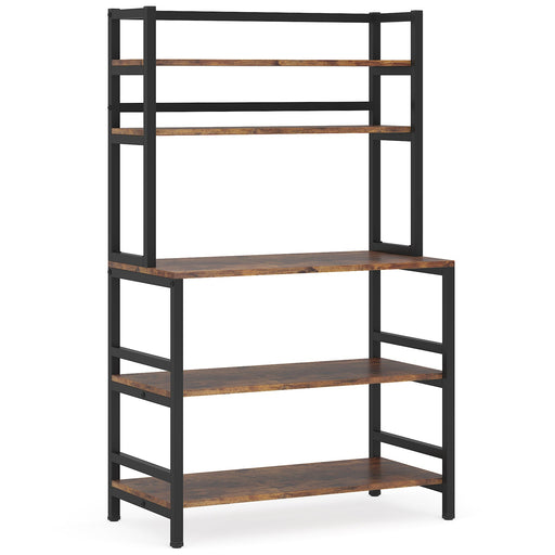 Little Tree Kitchen Bakers Rack with Storage, 43 inch Wide Large Kitchen Racks Shelves, 5-Tier Tall Bakers Rack Utility Kitchen Shelves Storage