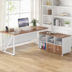 L-Shaped Computer Desk, 55" / 63" Executive Desk and Mobile File Cabinet Tribesigns