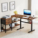 L-Shaped Computer Desk, Height Adjustable Standing Desk with Cabinet Tribesigns