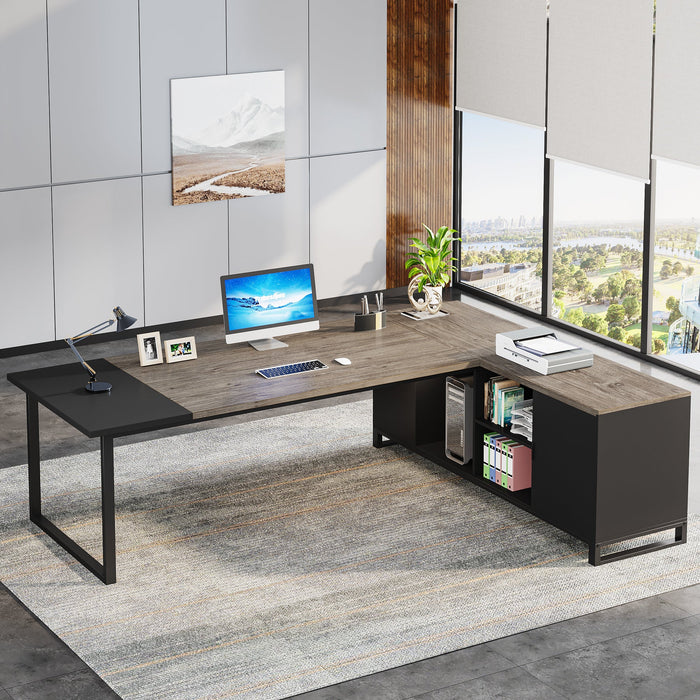 Large L-Shaped Desk, 70.87" Executive Desk with 55" File Cabinet Tribesigns