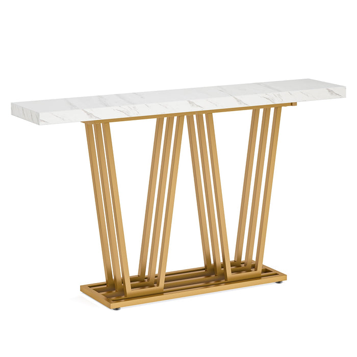 Modern Console Table, 55" Faux Marble Sofa Table with Metal Frame Tribesigns
