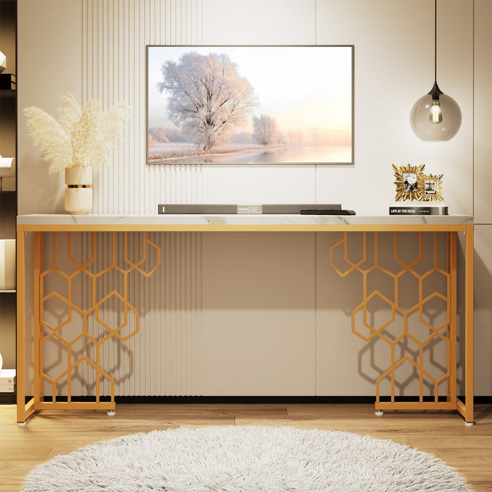 Modern Console Table, 70.87" Foyer Sofa Table with Faux Marble Tabletop Tribesigns
