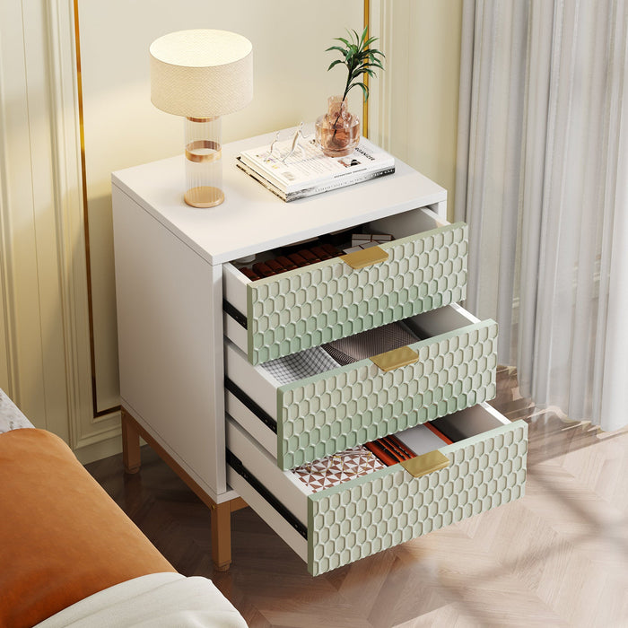 Modern Nightstand, 25.8" Tall Bedside Table with 3 Drawers Tribesigns