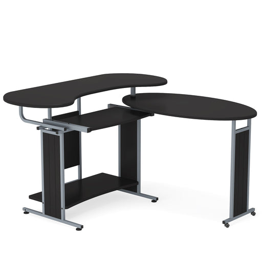 Modern Rotating Desk, L-Shaped Computer Desk Corner Study Table Tribesigns