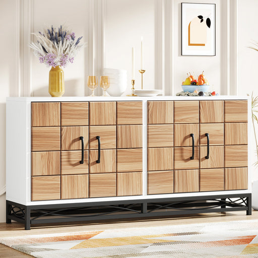 Modern Sideboard Buffet, 59" Credenza Storage Cabinet with Shelves Tribesigns