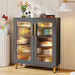 Modern Sideboard Buffet Storage Cabinet with LED Light & Acrylic Doors Tribesigns