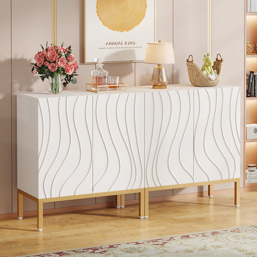 Modern Sideboard Buffet, Storage Credenza Cabinet with 4 Doors Tribesigns