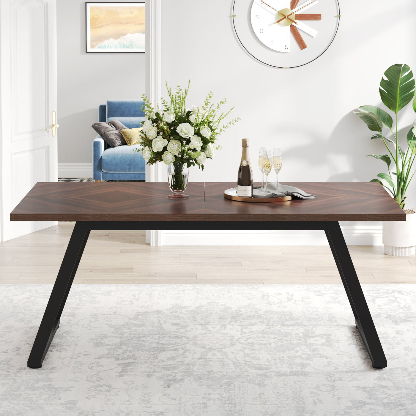 Tribesigns Dining Table, 63" Rectangle Farmhouse Kitchen Table for 6