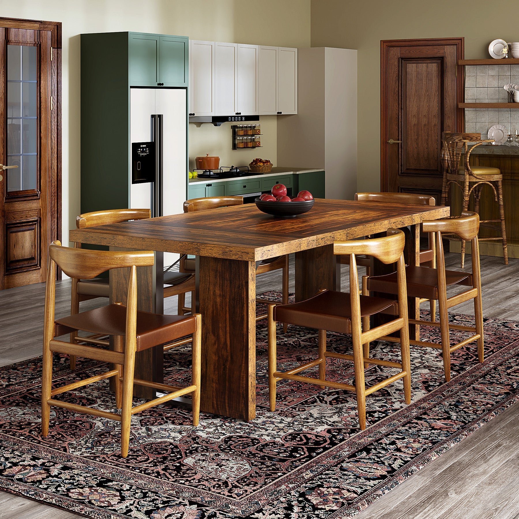 Solid Wood Farmhouse Dining Table Rectangle Kitchen And Dining