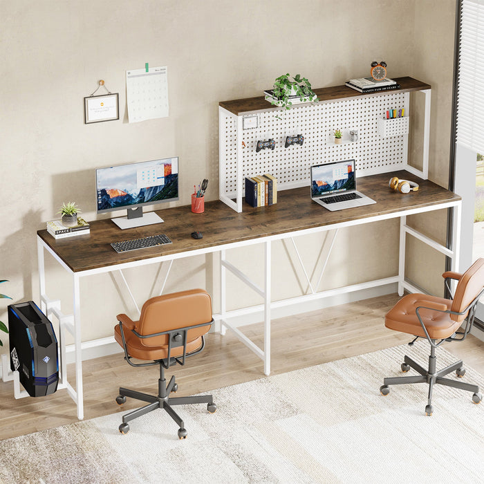 Reversible L-Shaped Desk, 2 IN 1 Two Person Computer Desk with Hutch Tribesigns