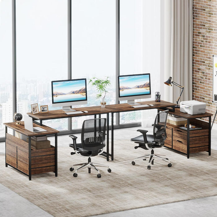 Tribesigns Reversible L-Shaped Desk with Drawers & Shelves