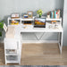 Reversible L-Shaped Desk, Industrial Corner Desk with Drawer & Storage Shelves Tribesigns