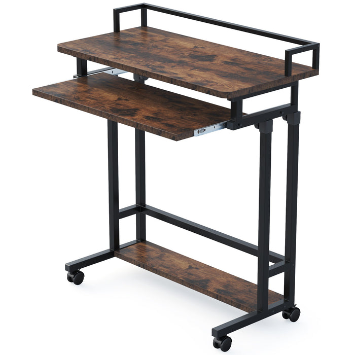 Rolling Height Adjustable Desk, Portable Standing Desk with Keyboard Tray Tribesigns